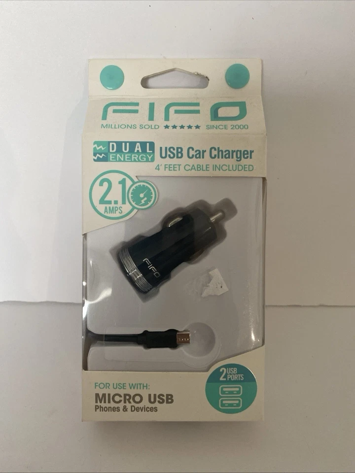 Fifo Micro USB Car Charger With 4ft Cable (Black) - Image 1 of 1