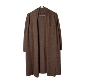 Peruvian Connection brown baby alpaca timeless links longline cardigan L - Picture 1 of 11