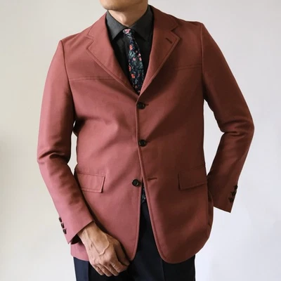 PRADA Safari Belted Cherry Red Mohair Wool Jacket 48 EU 38R Italy - Image 1 of 4