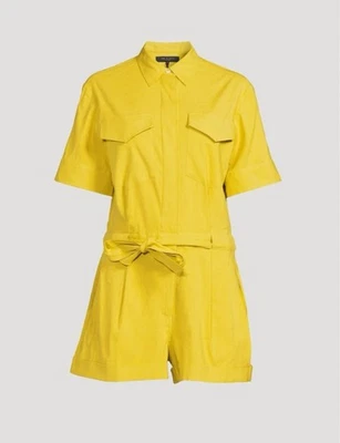 NWOT Rag & Bone Chartreuse Linen Utility Romper Size 4 - Image 1 of 4
