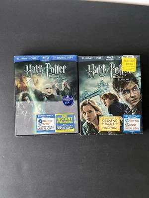 Harry Potter and the Deathly Hallows Part 1 Part 2 Blu Ray DVD Lot Slipcover - Image 1 of 4