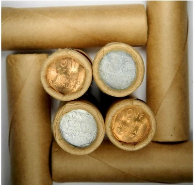 Extremos de trigo BU acero/BU ~ centavo de trigo centavos Lincoln ~ monedas patrimoniales ~ UN ROLLO Foto 1 de 4