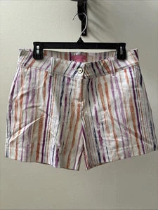 Pantalones cortos Isaac Mizrahi New York para mujer blancos multicolores a rayas talla 4 - Imagen 1 de 6