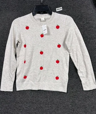 Suéter Crewcuts Niñas Grande 10-11 Gris Manzana Bordado Algodón Pullover J.Crew Foto 1 de 4
