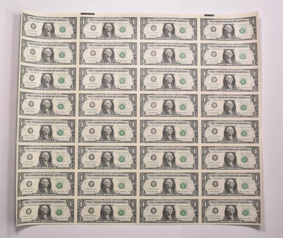 Lot (32) 2003 A $1 Chicago IL FRN Green Seal Uncut Sheet *8171 - Image 1 of 4