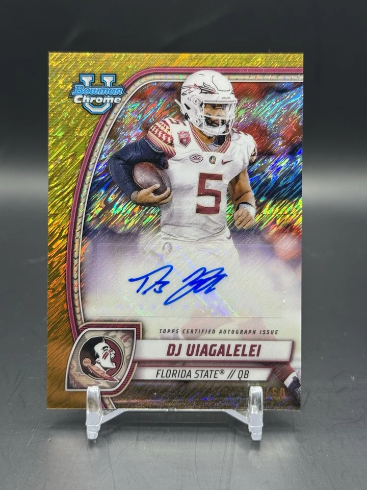 2024 Bowman Chrome U DJ Uiagaleiei Gold Shimmer Auto /50 #PA-DUI - Image 1 of 3