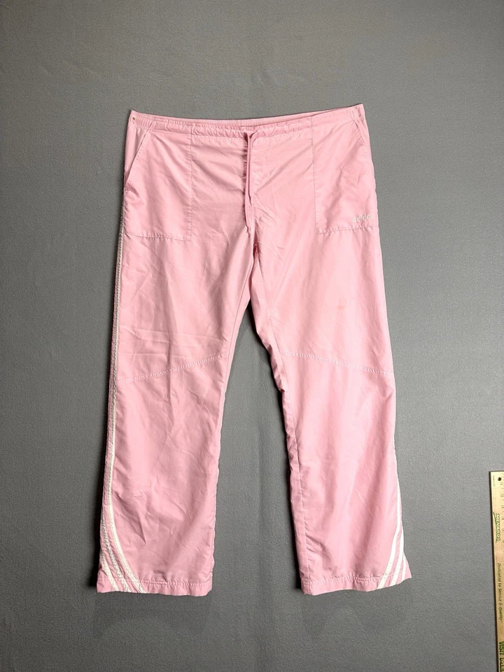 VTG Adidas Track Pants Womens Size XL Pink White Stripes Lined Drawstring Y2K - Image 1 of 4