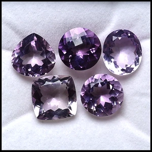 Lote de 5 piedras preciosas corte facetado mezcla de amatista natural Royal Lavender VVS 12 mm-14 mm - Imagen 1 de 11