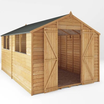 DIRECT GARDEN BUILDINGS 12x8 WOODEN GARDEN SHED APEX ROOF FELT WINDOW FLOOR DOUBLE DOOR STORAGE 12ft 8ft