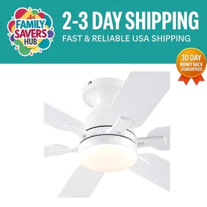 52" Flush Mount Ceiling Fan with Remote/APP & 6 Blades - Quiet Operation - Picture 1 of 11