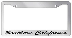 Chrome METAL License Plate Frame Southern California Cursive Auto Accessory - Picture 1 of 1