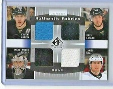 2013-14 SP GAME USED AUTHENTIC FABRICS QUADS #AF4-PIT MALKIN LETANG FLEURY NEAL