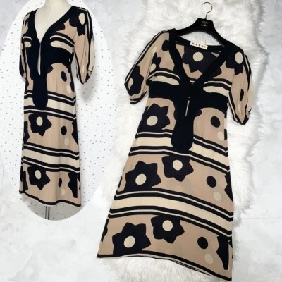Authentic Marni Floral Pattern Polka Dot Border Design Short Sleeve dress 38 - Image 1 of 4