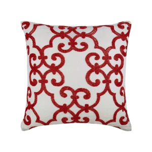 Decorative Throw Pillow Case Red 16"x16", Home Decor Cotton - Red Encrusted - Picture 1 of 10