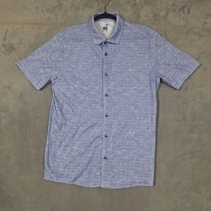 Raffi shirt mens Medium natural cotton stretch Short Sleeve button up blue/gray - Picture 1 of 8