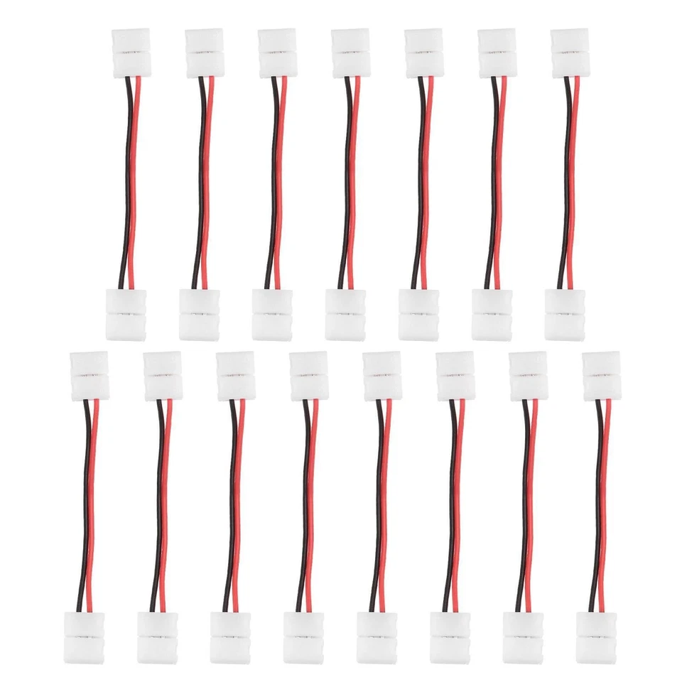 15Pcs 2 Pin 10mm Solderless Strip to Strip Jumper Cable for 5050 LED Lights - Image 1 of 4