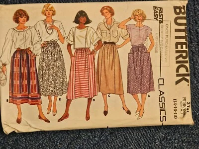 Vintage 1980s Butterick 3131 skirt sewing pattern sizes 14-18 waist 28-32 - Image 1 of 2