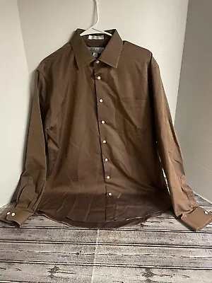 Camisa ENRO Para Hombres 16 34-35 Algodón Puro Marrón Manga Larga Años 80 2 Capas Sin Planchar COMO NUEVA Foto 1 de 4