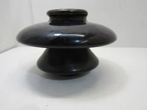 OLD VINTAGE CERAMIC BROWN BLACK CABLE POLE INSULATOR HIGH VOLTAGE - Picture 1 of 3