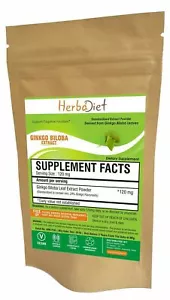 Ginkgo Biloba Leaf Extract Powder 24% Flavinoids 6% Terpene Boost Focus 200g - Picture 1 of 3