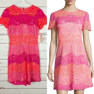NWT Shoshanna Pink Lace Ombré Mini Dress Size 0 Multi Rio Cocktail Party - Picture 1 of 7