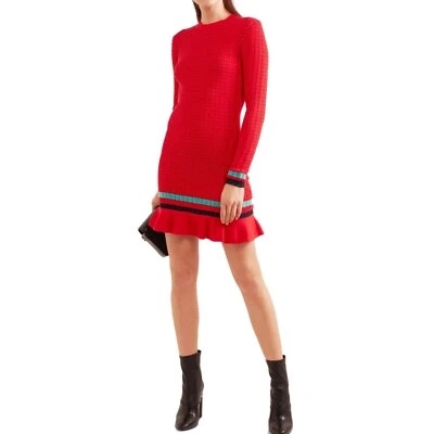 Vestido 3.1 Phillip Lim Rayas Volantes Dobladillo Tejido ROJO Talla PEQUEÑO Foto 1 de 4