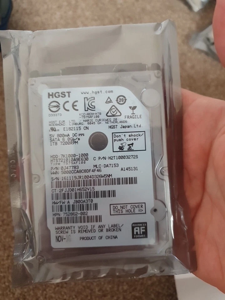 HGST HTS721010A9E630 1TB,Internal,7200 RPM,6.35 cm (2.5")  HDD . NEW - Image 1 of 1