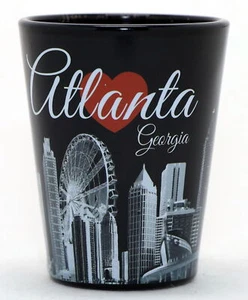 Atlanta Georgia Black With Red Heart Ceramic Shot Glass - Picture 1 of 2