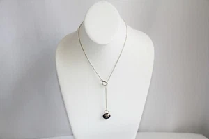 Sterling Silver Amethyst Swarovski Crystal Toggle Lariat Necklace - Picture 1 of 12