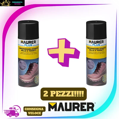 MAURER-PLUS Impermeabilizzante Spray Pelli Tessuti Scarpe Idrorepellente Protettivo 2x400 ML