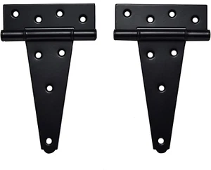 6 Inch T-Strap Shed Door Hinges Heavy Duty,Black Tee Hinge for Wooden Fences - Picture 1 of 12