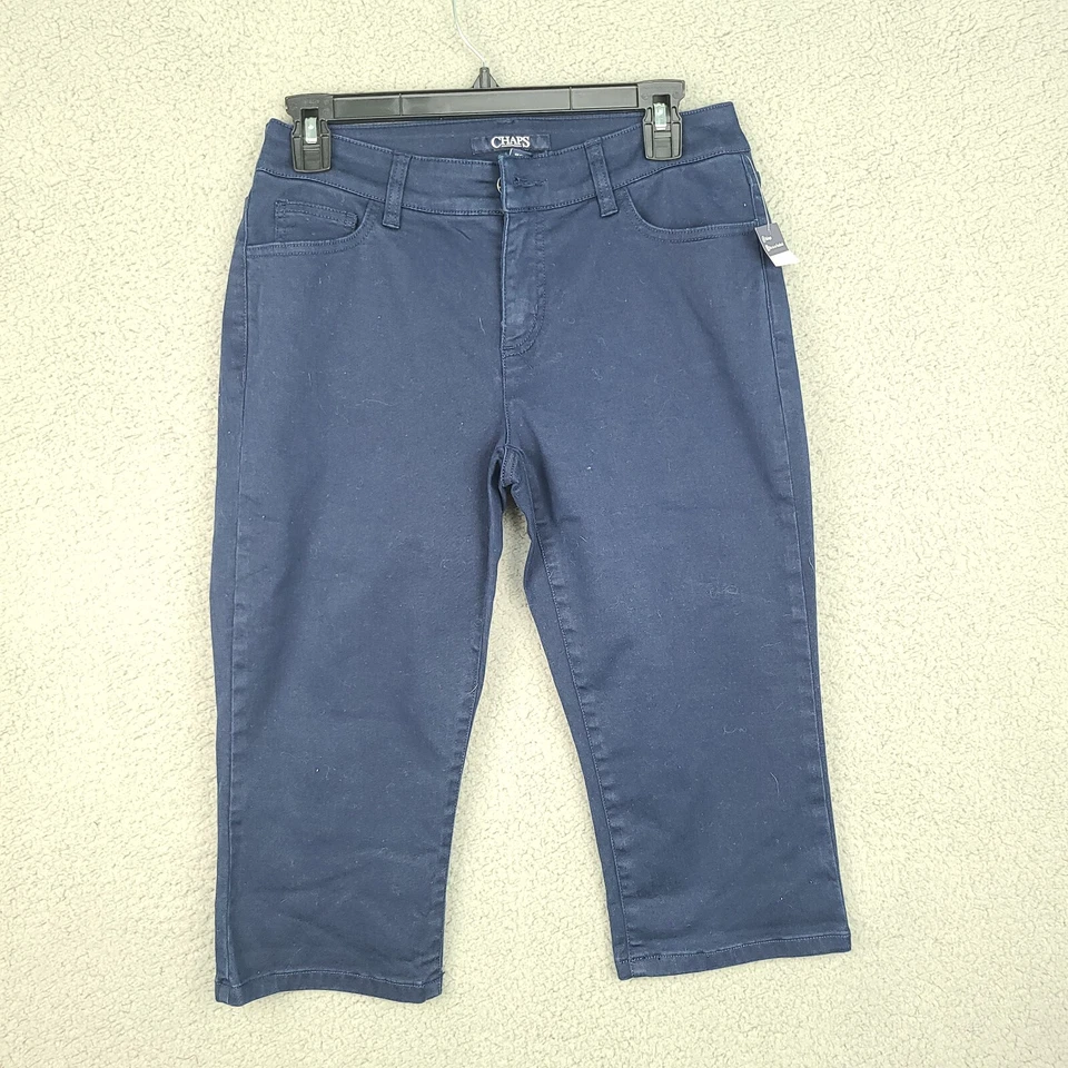 Chaps Pants Womens Size 4 Blue Mid Rise Pedal Pushers Capris Crop 30"x16.5" NEW - Image 1 of 4
