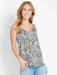 Cami Rockmans con tiras con botones a través 1 x ANIMAL CAQUI talla 18 - Imagen 1 de 1