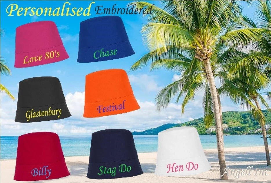 Personalised Adult Bucket Hat STAG DO HEN FESTIVAL FISHING RAVE FANCY BEACH GOLF - Image 1 of 1