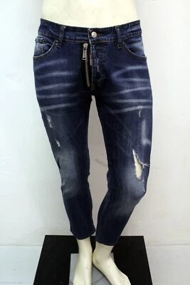 Vaqueros Dsquared2 Hombre Talla 50 Slim Fit Rasgado Zip Front Denim Azul Italia - Imagen 1 de 4