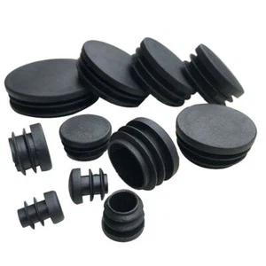 Black Round PE End Cap Caps Tube Blanking Pipe Inserts Plug Bung 12mm to 76mm - Picture 1 of 7