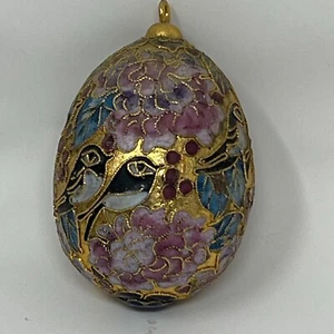Adorno de huevo esmaltado cloisonne chino vintage hecho a mano decoración de Pascua primavera - Imagen 1 de 9