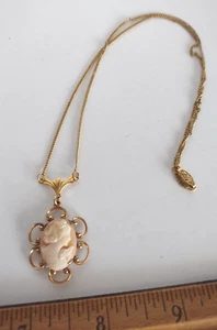 Stunning Signed CT Antique Victorian Gold Filled Cameo Pendant Necklace *20" - Picture 1 of 8