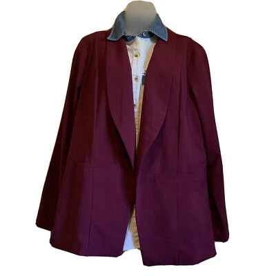 Chaqueta Blazer Torrid Talla 3 Ponte Tejida Talla 12/Grande (0X) Rojo Ladrillo Frente Abierto Foto 1 de 4