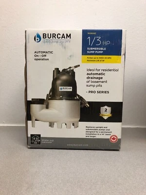 Burcam 300608Z 1/3 HP 3.050 gph hierro fundido flotador atado CA bomba de sumidero sumergible Foto 1 de 4