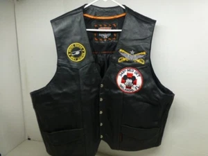 US Army Veteran Interstate Leather Motorcycle Biker Vest With Patches SZ 4XL EUC - Bild 1 von 9