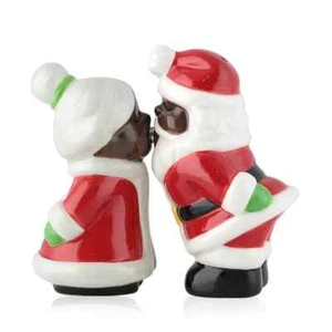 Mr. and Mrs. African American Santa Claus Salt and Pepper Shaker Set - Picture 1 of 2