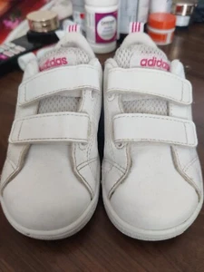 ADIDAS Baby Toddler Girl Pink & White Sneakers Size 7k - Picture 1 of 10
