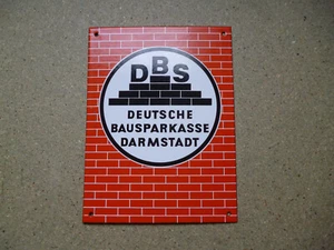 DBS DEUTSCHE BAUSPARKASSE DARMSTADT Original altes Emailschild 1950er Jahre   - Bild 1 von 3