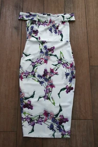 NEW! Boohoo bodycon dress SIZE 10 Bardot off shoulder wedding occasion scuba - Picture 1 of 5