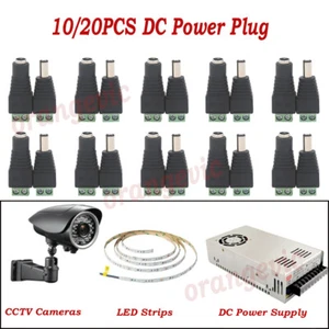 Female Male DC Power Jack Adapter Plug for CCTV Video Lamp Connectors 2.1X5.5mm - Picture 1 of 21