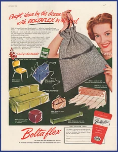 Vintage 1953 BOLTAFLEX Plastic Fabric Upholstering Ephemera 1950's Print Ad - Picture 1 of 1