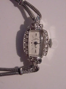 Atemberaubende 1960er Lady Hamilton 14K Weißgold & Diamant Damen Cocktail Uhr - Bild 1 von 4