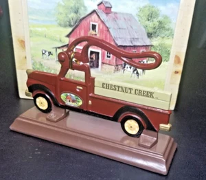 Chestnut Creek Farm Truck Metal Nutcracker on Wooden Display 7.5" (2004) - Picture 1 of 10