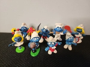 Vintage Schlümpfe Figuren Konvolut 8 70er-80 Peyo Schleich Vinyl Mini Minituren - Bild 1 von 9